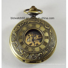 Engraved Bronze Personalized Mechanical Pocket Watch Double Dust Cover